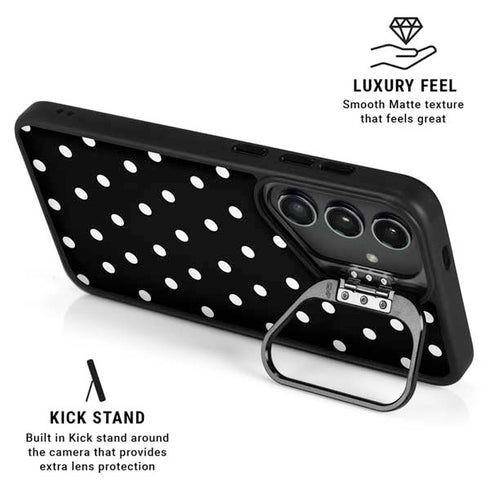 Black and White Polka Dots Galaxy S24 FE Kickstand Case